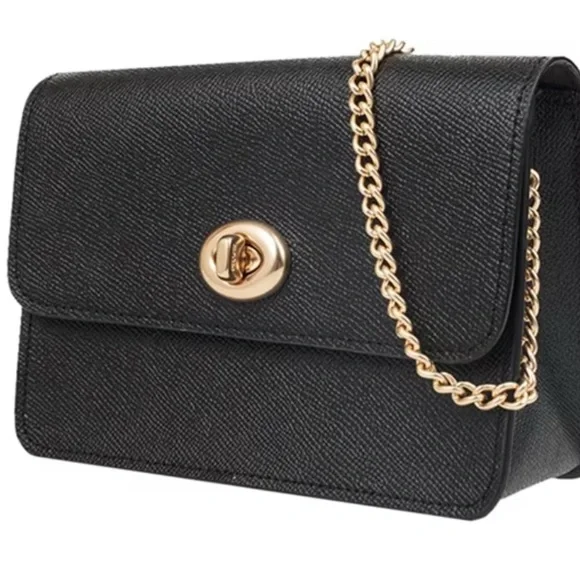 Coach Black Crossbody Bag with Gold Chain - Picture 1 of 9